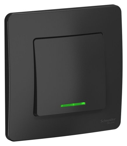 Переключатель с подсветкой с рамкой Systeme Electric Blanca 1-кл. проходной антрацит картинка